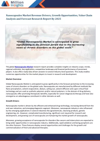 nanocapsules market revenue drivers growth