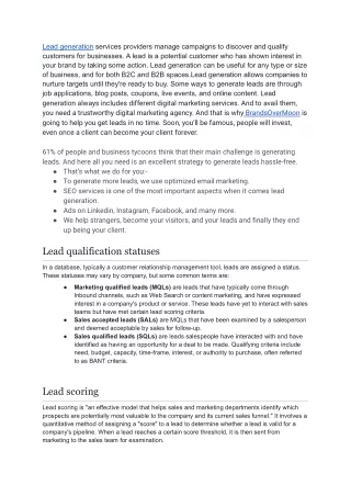 Lead generation services