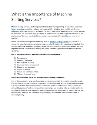 what is the importance of machine shifting