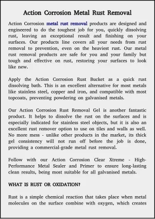 action corrosion metal rust removal action
