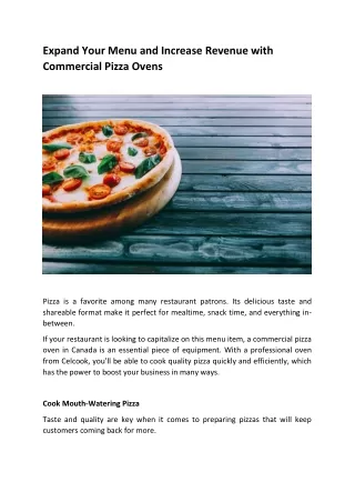 Expand Your Menu and Increase Revenue with Commercial Pizza Ovens