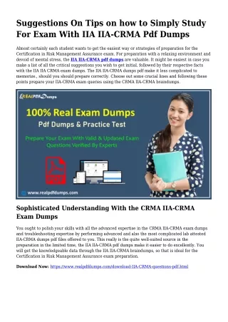 Sustainable IIA-CRMA Dumps Pdf For Remarkable Outcome