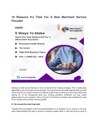 10 Reasons It's Time For A New Merchant Service Provider