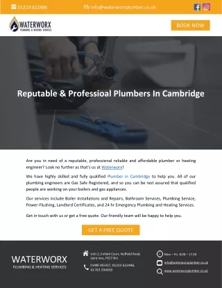 Reputable & Professioal Plumbers In Cambridge