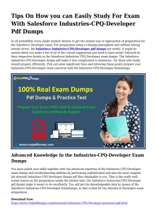 Industries-CPQ-Developer Pdf Dumps The Sensible Preparation Resource