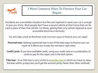 3 Most Common Ways To Finance Your Car Repair