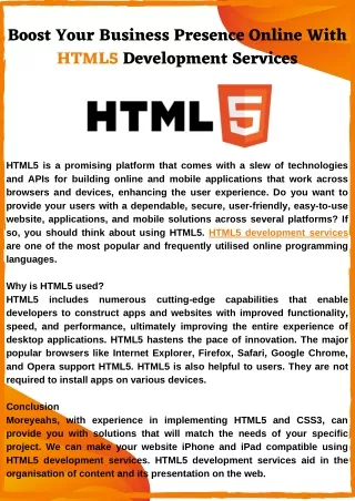 boost your business presence online with html5
