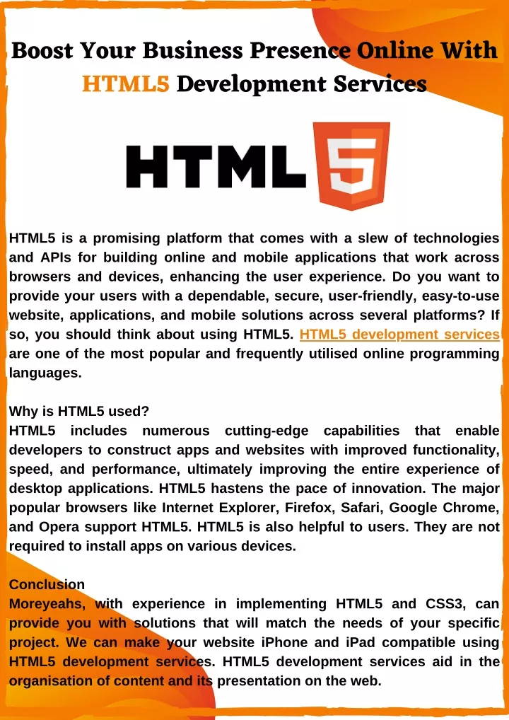 boost your business presence online with html5