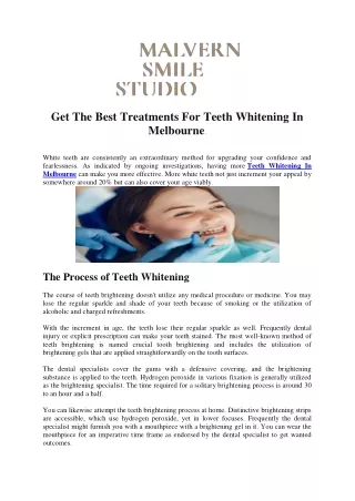 Get The Best Treatments For Teeth Whitening In Melbourne.