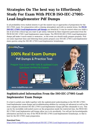 Practical Your Preparing By way of ISO-IEC-27001-Lead-Implementer Pdf Dumps