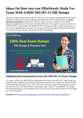 Valuable Planning Via the Support Of ISO-IEC-LI Dumps Pdf