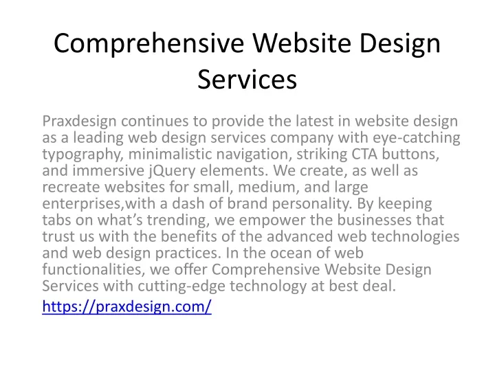 comprehensive website design services