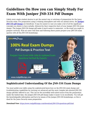 JN0-334 Pdf Dumps The Sensible Preparing Supply