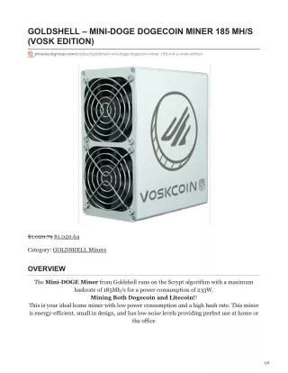 goldshell mini doge dogecoin miner 185 mh s vosk