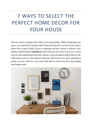 7 Ways to Select the Perfect Home Decor for Your House