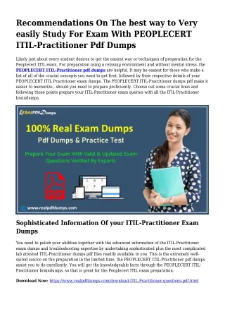 Valuable Preparing By the Assist Of ITIL-Practitioner Dumps Pdf