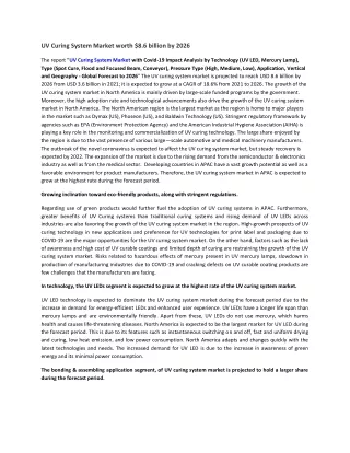 uv curing system market worth 8 6 billion by 2026