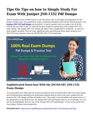 JN0-1332 PDF Dumps To Take care of Preparation Problems