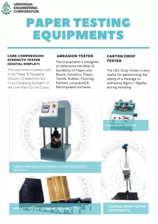 Best Package Testing Equipment's At Uecin