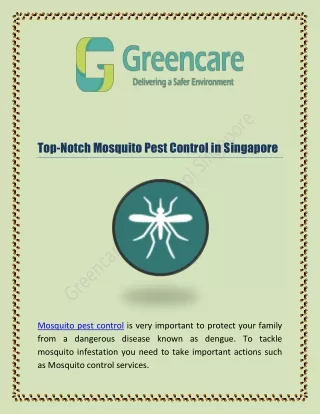 Top-Notch Mosquito Pest Control in Singapore – Greencare