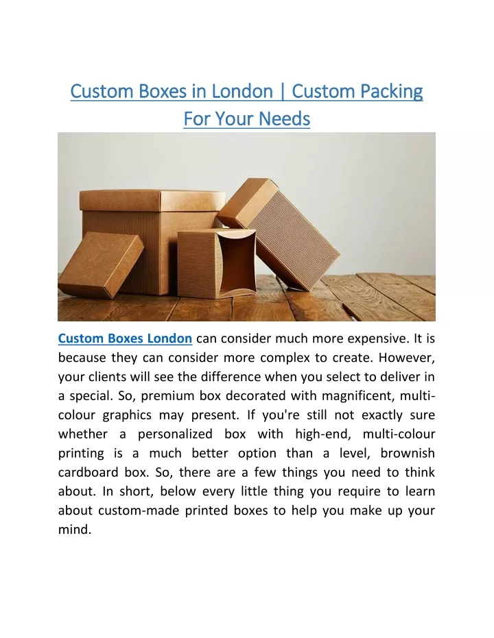 custom boxes in london custom packing custom