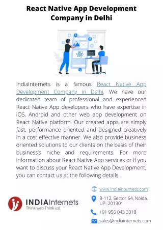 React Native App Development Company in Delhi