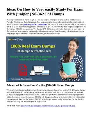 Sustainable JN0-362 Dumps Pdf For Remarkable Result