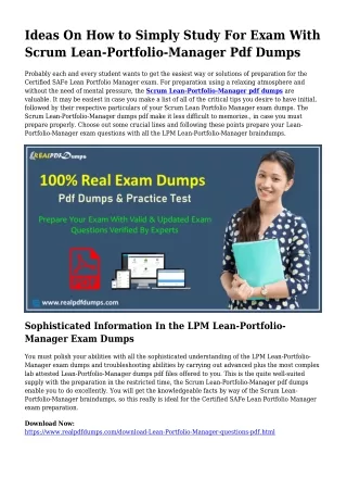 Polish Your Skills Together with the Help Of Lean-Portfolio-Manager Pdf Dumps