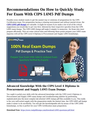 Polish Your Techniques With the Assistance Of L4M5 Pdf Dumps