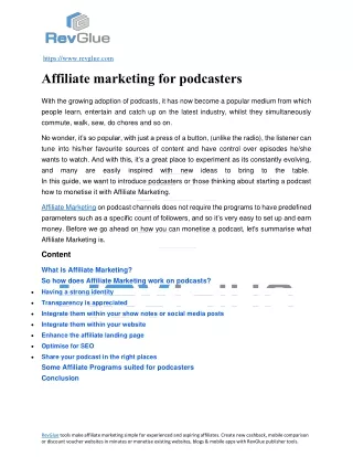 Guideline about Affiliate marketing for podcasters