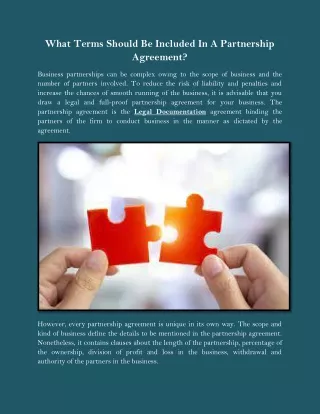 What Terms Should Be Included In A Partnership Agreement