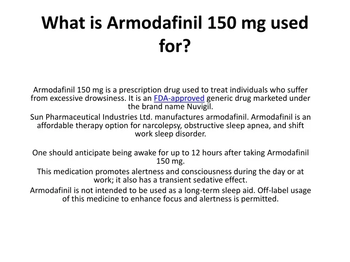what is armodafinil 150 mg used for