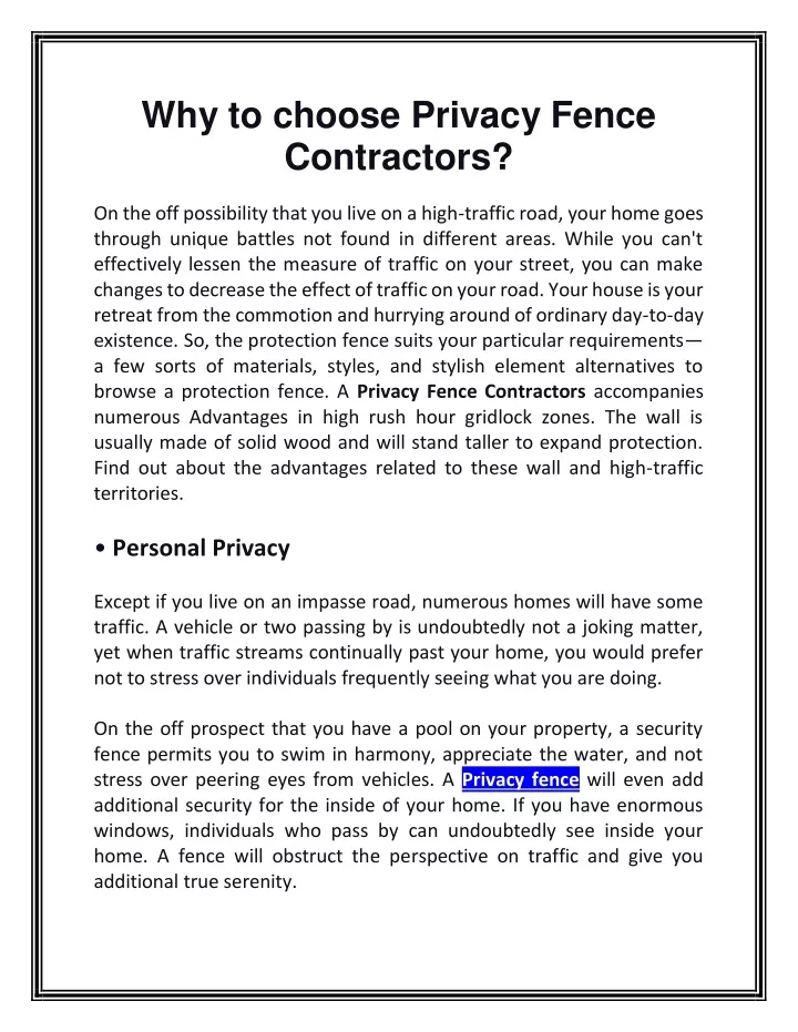 why to choose privacy fence contractors