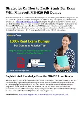 Useful Preparation Because of the Aid Of MB-920 Dumps Pdf