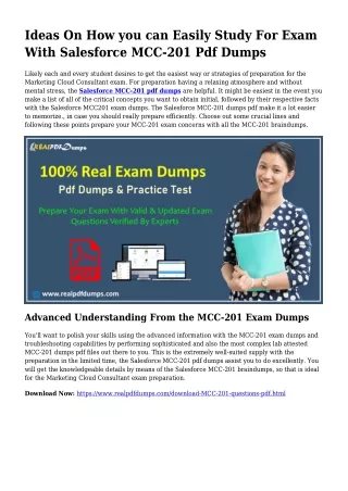 Polish Your Skills Along with the Assist Of MCC-201 Pdf Dumps