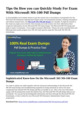 Polish Your Skills Along with the Help Of MS-100 Pdf Dumps