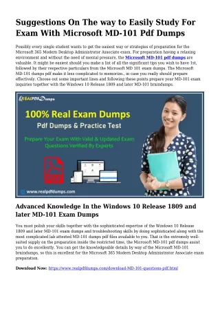 Viable Your Preparation By way of MD-101 Pdf Dumps