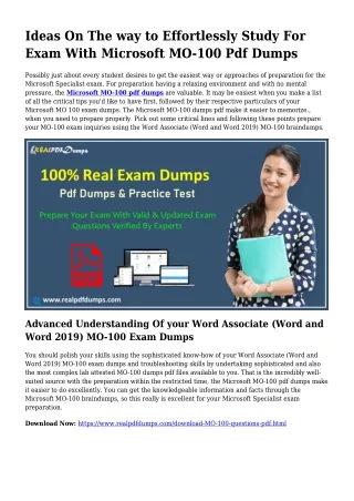 Precious Preparation Through the Assistance Of MO-100 Dumps Pdf