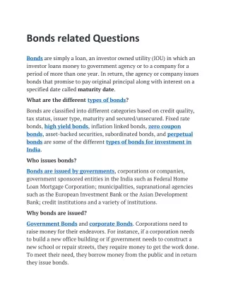 bonds related questions