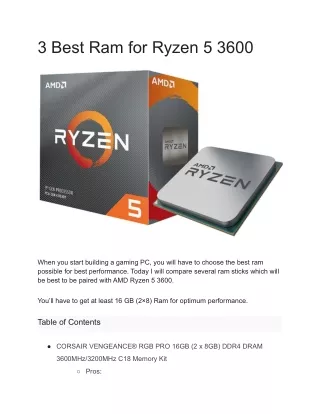 3 Best Ram for Ryzen 5 3600
