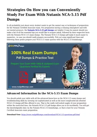 Feasible Your Preparation By NCA-5.15 Pdf Dumps