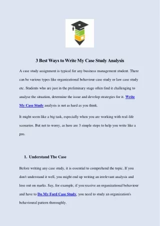 3 best ways to write my case study analysis