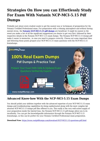 Practical Your Preparation By means of NCP-MCI-5.15 Pdf Dumps