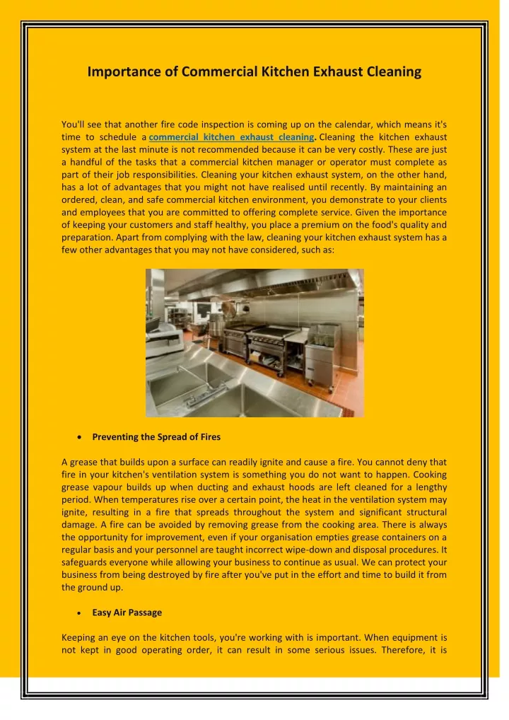 importance of commercial kitchen exhaust cleaning