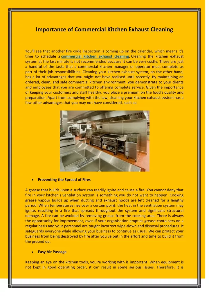 PPT - Importance of Commercial Kitchen Exhaust Cleaning PowerPoint ...