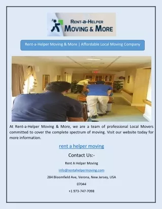 Rent-a-Helper Moving & More | Affordable Local Moving Company