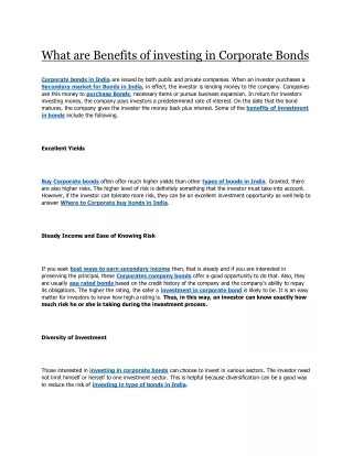 what are benefits of investing in corporate bonds