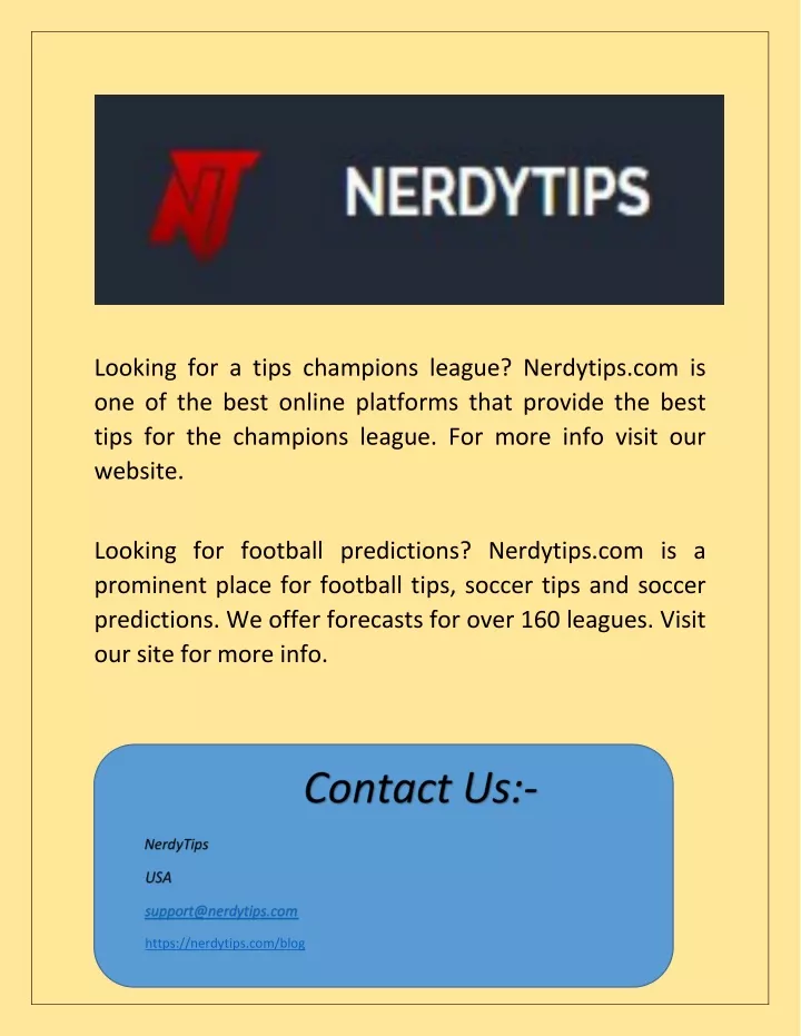 looking for a tips champions league nerdytips