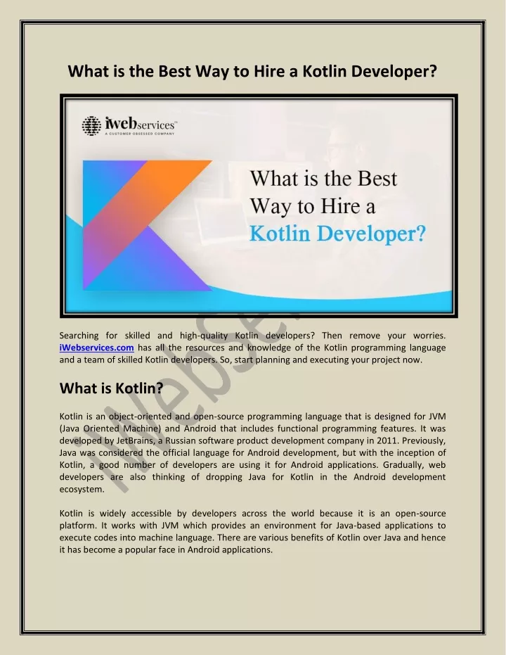 what is the best way to hire a kotlin developer