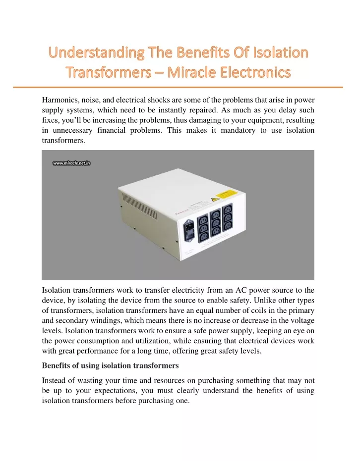 harmonics noise and electrical shocks are some